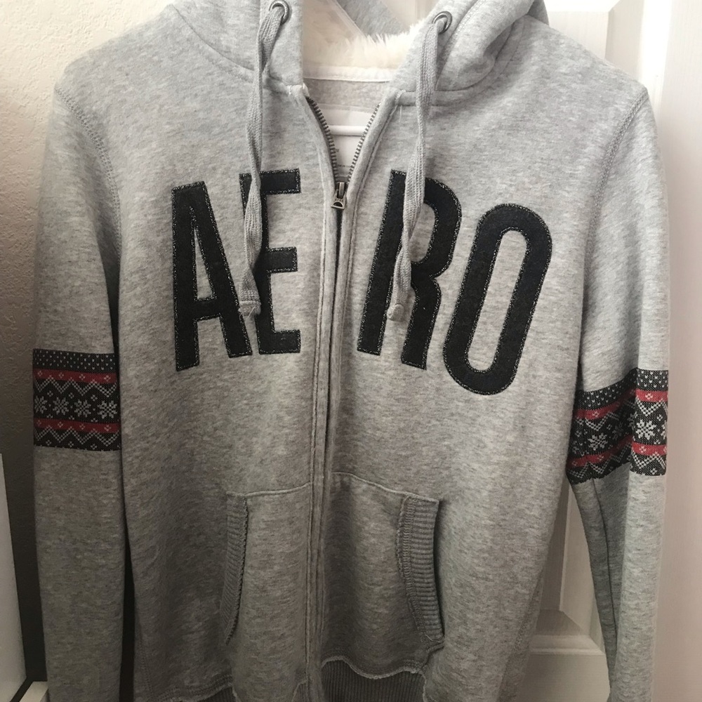 Aeropostale grey zip-up hoodie